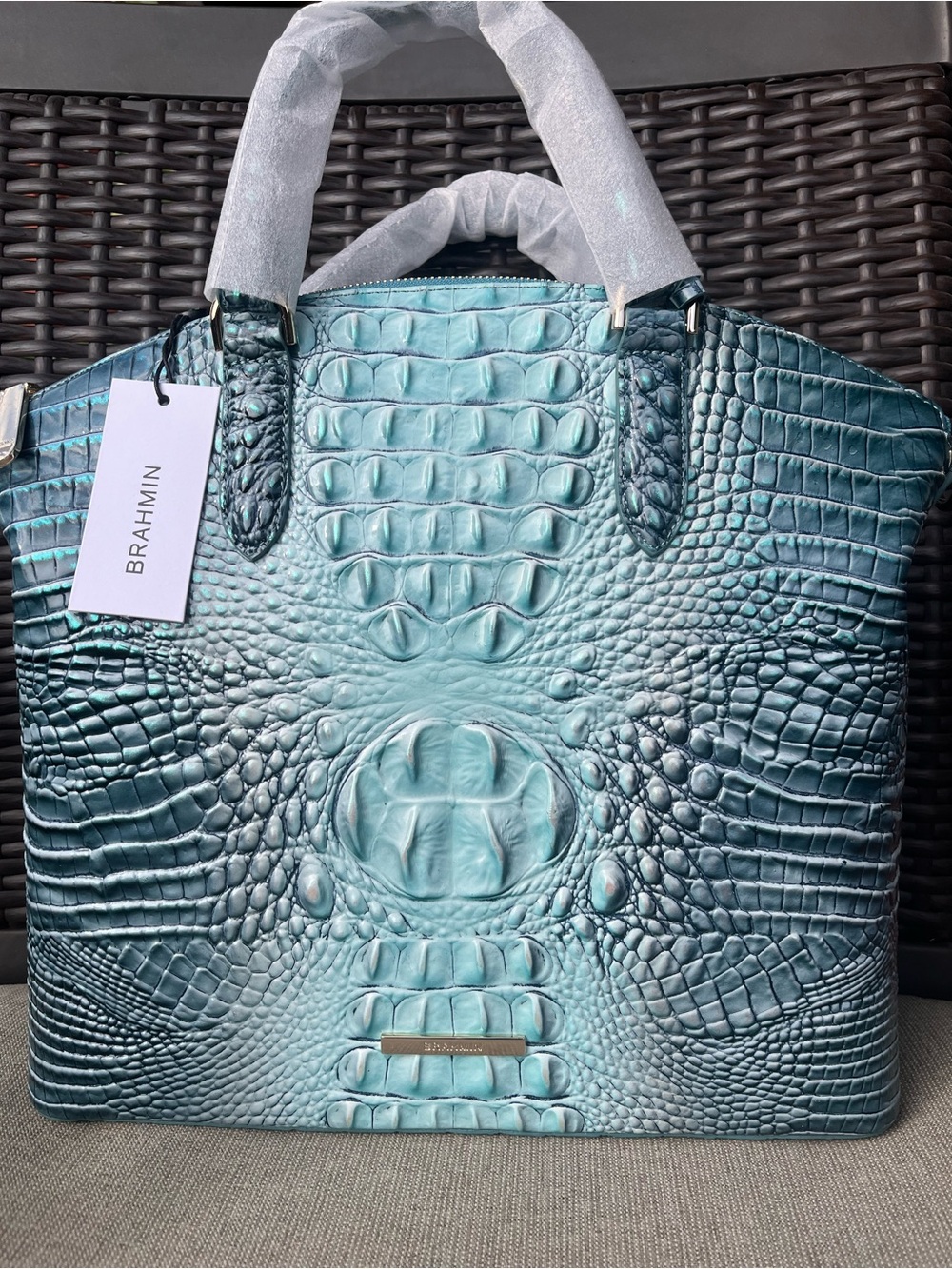 NWT Brahmin SPEARMINT Large Duxbury Ombre Melbourne Satchel